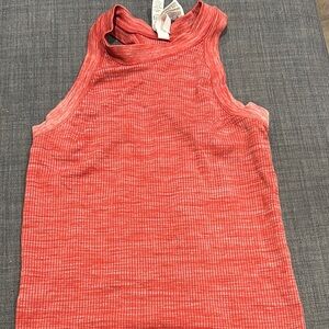 Red Sleeveless Ribbed Tank Top